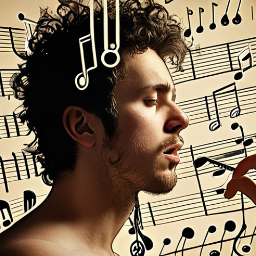 Home 21 A dynamic scene depicting a musician's transformation. On one side, the musician appears perplexed or frustrated, surrounded by chaotic, jumbled musical notes and abstract symbols. On the other side, the same musician is shown with a serene and deeply understanding expression, as the previously tangled notes coalesce into clear, illuminated patterns, symbolizing profound insight and the sudden clarity gained through music theory. The lighting transitions from dim/confused to bright/enlightened.