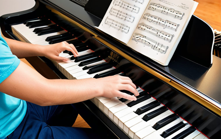 Mastering the Major Scale**

"A music student, fully clothed in a modest academic setting, practicing a major scale on a piano. The scene is brightly lit with sheet music visible. Perfect anatomy, correct proportions, well-formed hands. The background is a clean, modern music studio. Appropriate attire, safe for work, professional, family-friendly, high quality."

**